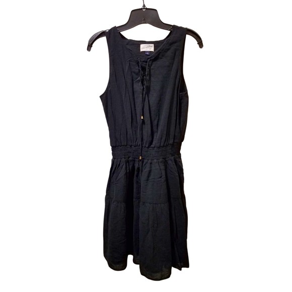 Universal Thread Women's Black Cotton V-Neck Elastic Waist Boho Dress Size M - Picture 1 of 4